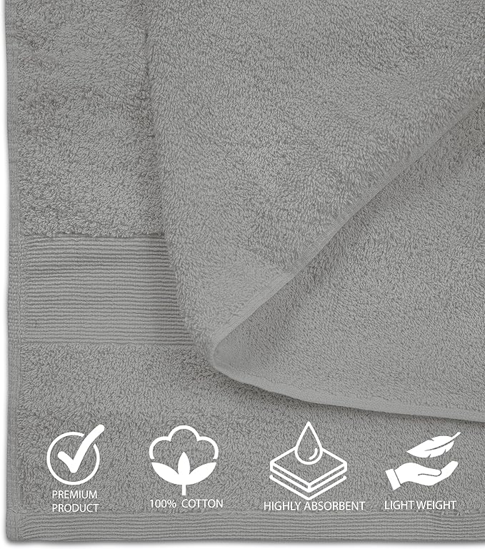Softolle 100% Cotton Luxury Bath Sheets - Pack of 2 (35" x 70") | Super Soft, Quick-Dry & Highly Absorbent Towels for Bathroom, Home, Spa & Gym (Silver Grey)