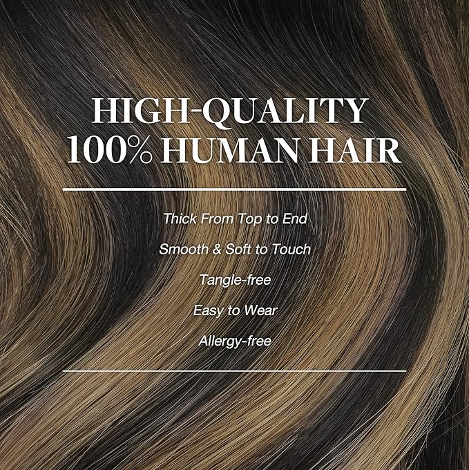 GOO GOO Clip in Hair Extensions Real Human Hair, Remy Human Hair Extensions Clip ins for Women, Natural Human Hair, 24inch 120g 7Pcs, 1B/6/1B Balayage Natural Black to Chestnut Brown