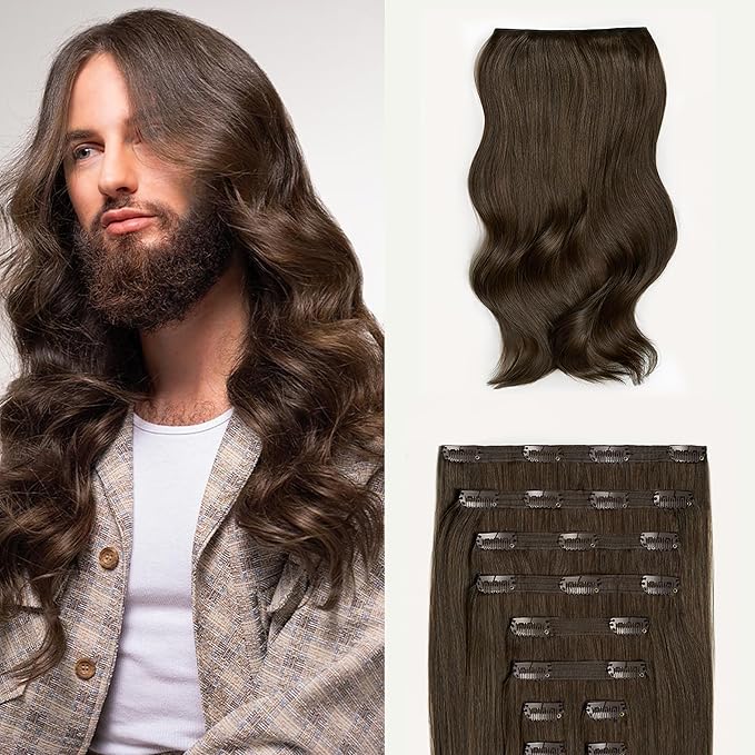 Luxy 100% Remy Human Hair, Classic 160g Clip-In Hair Extensions - 10 Wefts Multi-Dimensional Color for Natural Blending, Adds Volume & Length, Easy Apply & Remove 20" Medium Natural Brown