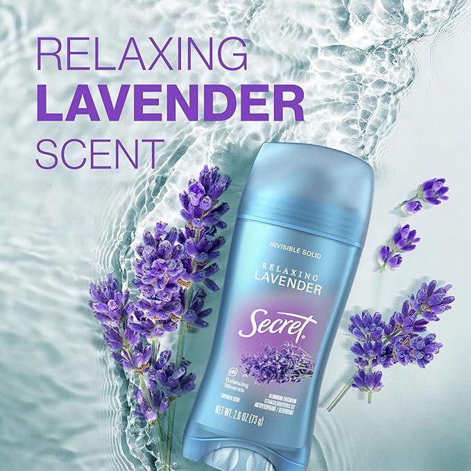 Secret Fresh Antiperspirant Deodorant for Women, 72hr Breathable Sweat & Odor Protection, Instant Freshness & Gentle, PH Balancing Minerals, Clear Gel, Relaxing Lavender Scent, 2.6 oz