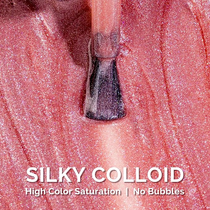 MelodySusie Pink Shimmer Gel Nail Polish,0.5fl oz Soak Off UV LED Pink Glitter Gel Polish Gift for Women Nail Art Manicure Salon DIY Nail Design Decoration at Home-1754