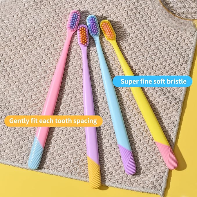 VIWIK 10 Pack Ultra-Soft Bristle Toothbrushes Multicolor Toothbrush for Kids and Girls Soft Toothbrushes for Adults Gentle on Gums Durable Comfortable Grip for Daily Oral Care