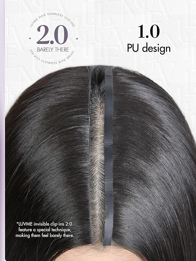 LUVME Invisible Clip in Hair Extensions Real Human Hair, 22 inch 110g 6Pcs, Natural Black Remy Human Hair Extensions Clip ins for Women, Natural Human Hair