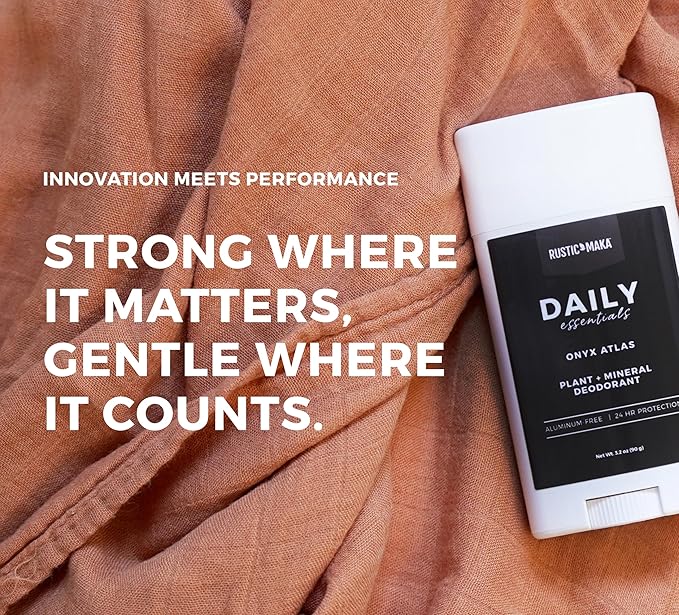 Rustic MAKA Plant + Mineral Deodorant - Onyx Atlas | Strong Odor Control | No Added Aluminum, No Added Parabens, No Added Baking Soda | Long-Lasting Protection for Men and Women