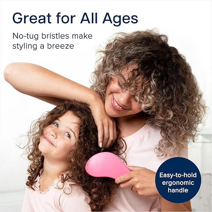 Crave Naturals Glide Thru Hair Brush - Detangler Brush for Curly, Straight, Wet or Dry Hair - Gentle Detangling Brushes for Adults, Kids, Toddlers - Hair Accessories for Women, 7.5x3 - Pink