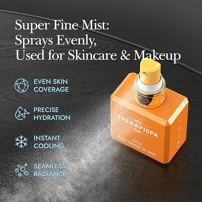 THERAPISPA Face Serum-In-Mist – Hydrating Face Mist & Spray Serum with Niacinamide, Panthenol & Hyaluronic Acid for Firming, Radiant Glow & Youthful Skin (Gold, 2.0 fl oz)