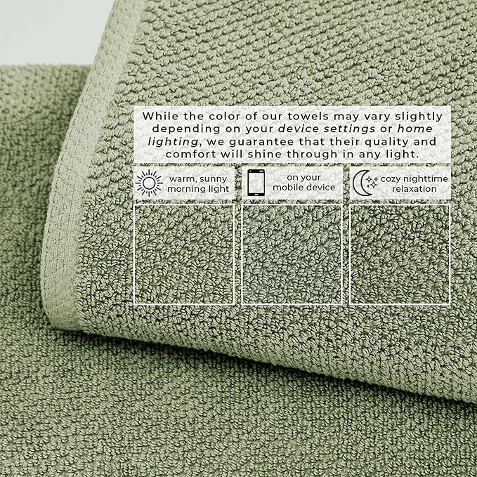 Great Bay Home 100% Cotton Oversized 2 Pack 68x35 Extra Large Towel Set - Absorbent, Quick-Drying, Durable Oversized Bath Sheets for Bathroom Décor (Eucalyptus)