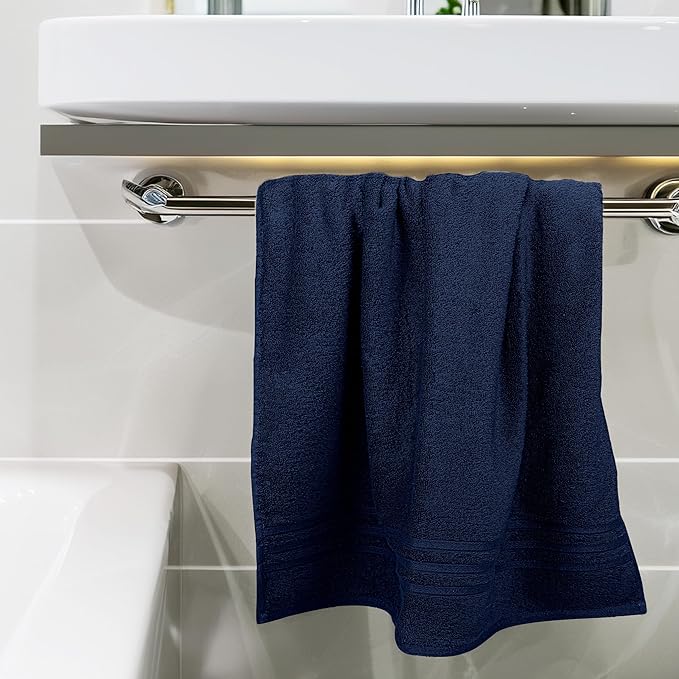 Tens Towels Pack of 4 Soft Bath Towels, 100% Cotton, 27 x 54 Inches, Lightweight & Quick-Dry, Ideal for Daily Bathroom Use, Practical & Comfortable, Navy
