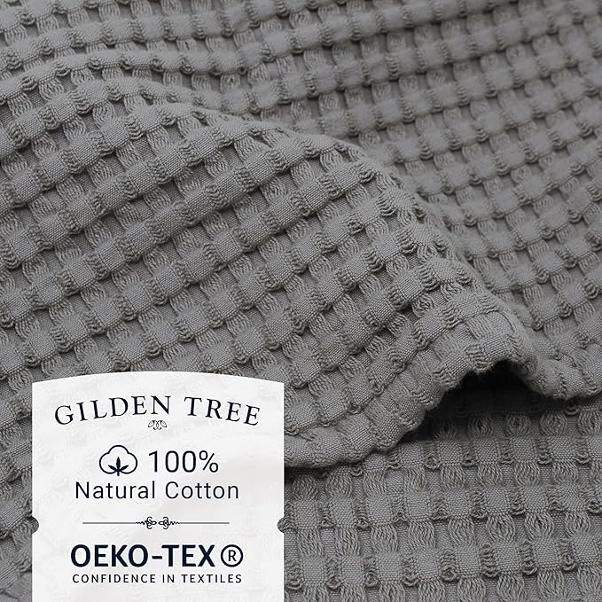 GILDEN TREE Waffle Bath Towels Wash Cloths for Showering, Exfoliating Washcloth Quick Dry Towel, Face Towels for Washing Face Cotton Washcloths Set of 4, Modern Style (Slate)
