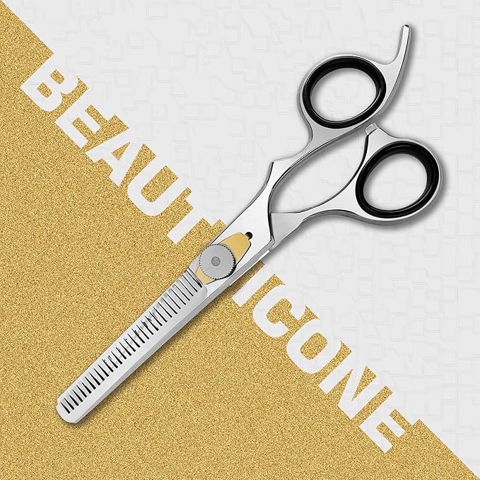 Hair Cutting & Thinning Scissors Set, Professional 6.5" Barber Shears for Haircut Men/Women, Beard & Mustache Trimming Stainless Steel Hairdressing Scissors, Adjustable Screw
