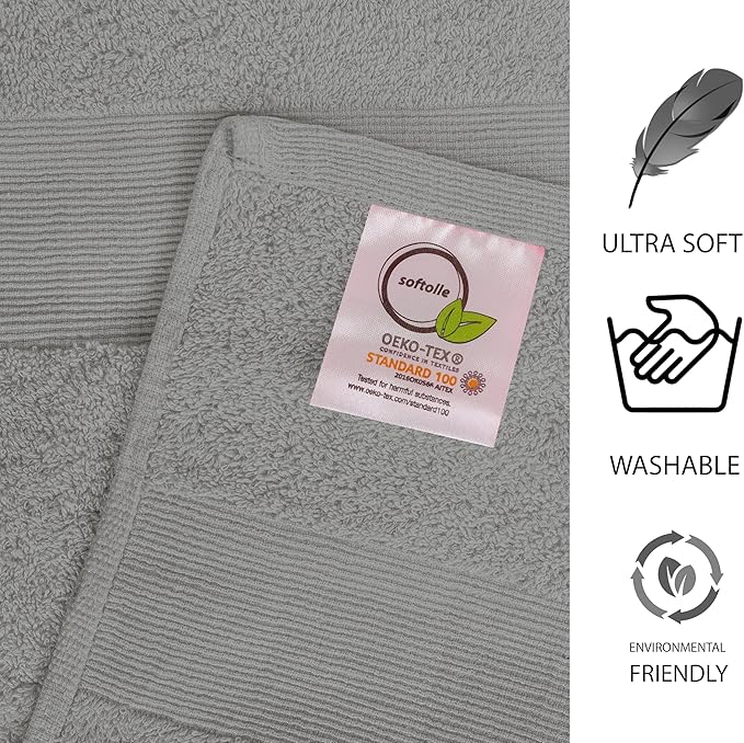 Softolle 100% Cotton Luxury Bath Sheets - Pack of 2 (35" x 70") | Super Soft, Quick-Dry & Highly Absorbent Towels for Bathroom, Home, Spa & Gym (Silver Grey)