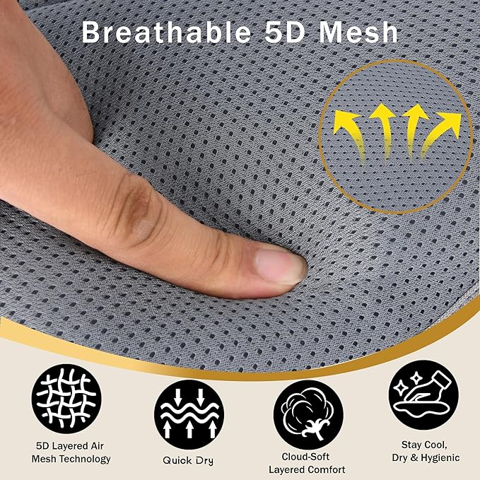 Bath Pillow for Tub - PYRRHIC Luxury Bathtub Pillow 5D Mesh with Neck & Back Support Non-Slip Suction Cups Fast Drying Soft Spa Pillow Relaxing Bath Accessories with Hook Laundry Bag Grey
