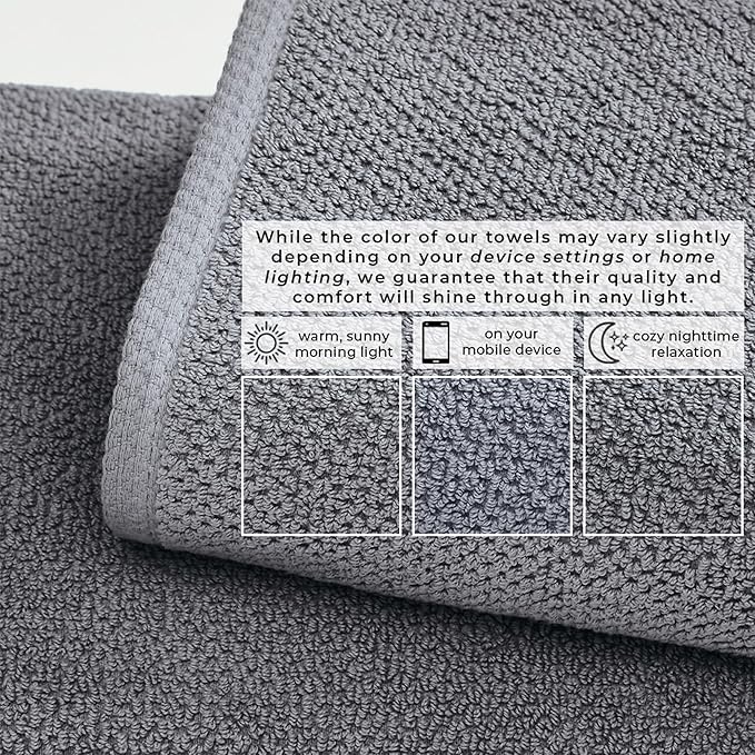Great Bay Home 100% Cotton Oversized 2 Pack 68x35 Extra Large Towel Set - Absorbent, Quick-Drying, Durable Oversized Bath Sheets for Bathroom Décor (Chambray Blue)