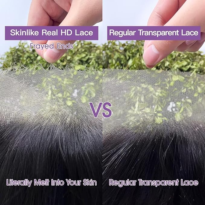 Lemoda Straight SKINLIKE Real HD 13x4 Full Lace Frontal Wigs 210% Density 15A Brazilian Straight Virgin Human Hair Lace Front Wig 28inch Invisible 0.1mm Ultra-thin Frayed Ends Tiny Knots