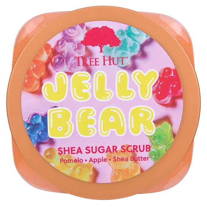 Tree Hut Jelly Bear Shea Sugar Scrub, Exfoliating, Hydrating & Moisturizing Body Scrub with Shea Butter & Nourishing Essential Oils, Smooth & Soften Skin, 18 oz
