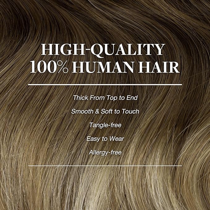 GOO GOO Clip in Hair Extensions Real Human Hair, Remy Human Hair Extensions Clip ins for Women, Natural Human Hair, 18inch 150g 9Pcs, 3/8/613 Balayage Walnut Brown to Ash Brown and Bleach Blonde
