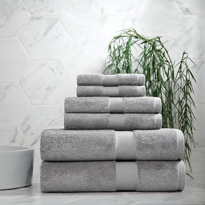 Aston & Arden Egyptian Bath Towels - Pack of 2 - Oversized Ultra Soft Thick & Absorbent, 100% Ringspun Egyptian Cotton Bathroom Towel for Spa, Hotel, 600 GSM, 30 x 54 in, Dark Grey