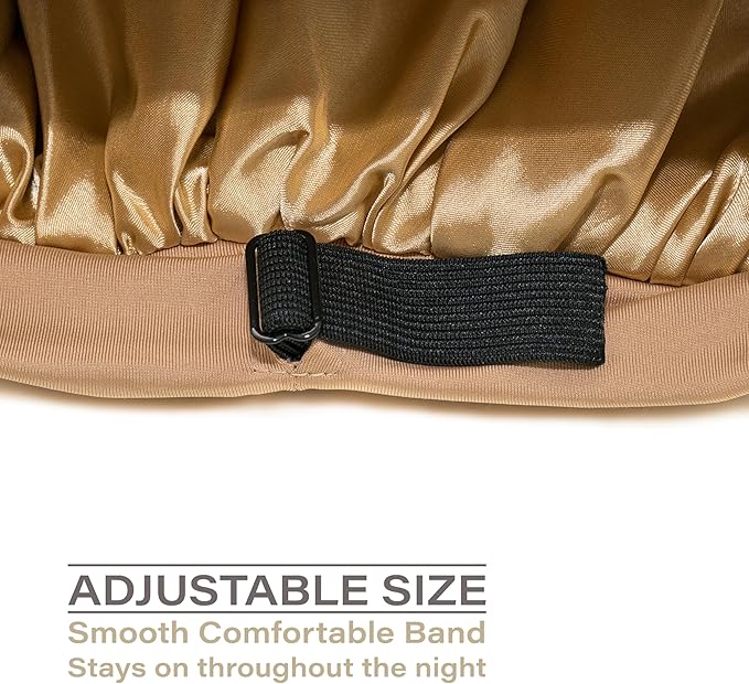 CAPLORD Double Sided Satin Bonnet for Sleeping - Adjustable Silk Sleep Cap for Women and Men