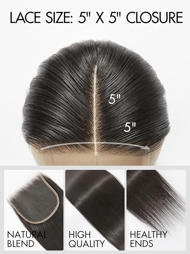 LUVME HAIR 5X5 Straight 14" Human Hair Lace Closure