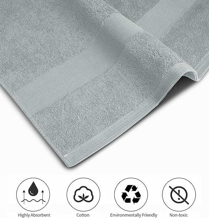 Softolle Luxury Bath Towels Set of 4 (27” x 54”) | Towels for Bathroom | Super Soft | Highly Absorbent Towels for Home, Spa, Gym (Silver Grey-Charcoal Grey)