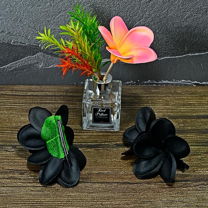 Pack of 2 Real Touch Flowers Hawaiian Flower Hair Clips Plumeria Hibiscus Hair Clips Handmade Hair Accessories for Beach Wedding Bridal Party Mother's Day Women Girls Holiday Gifts(c-822, 2pcs)