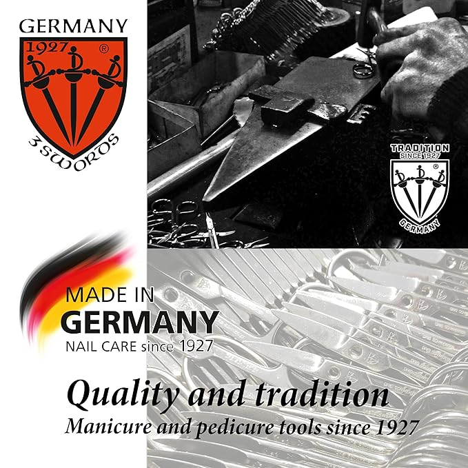 3 Swords Germany - brand quality 7 piece manicure pedicure grooming kit set for professional finger & toe nail care scissors clipper fashion leather case in gift box, Made by 3 Swords Germany (6301)