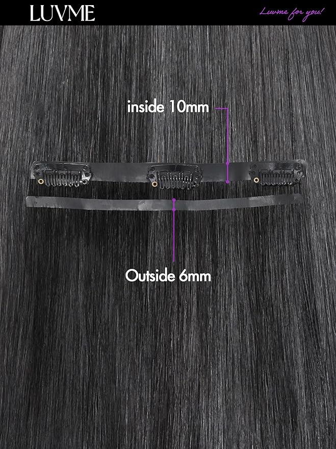 LUVME 2 Pack Straight Seamless 220g 14Pcs Clip in Hair Extensions Full Max with 14inch Remy Human Hair Extensions, Natural Black 100% Real Soft Human Hair Extension