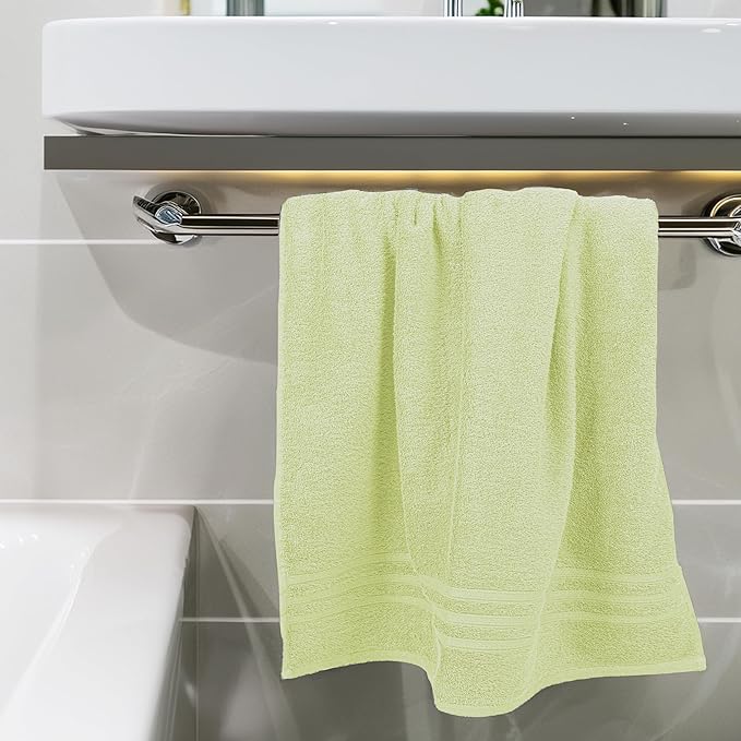 Tens Towels Pack of 4 Soft Bath Towels, 100% Cotton, 27 x 54 Inches, Lightweight & Quick-Dry, Ideal for Daily Bathroom Use, Practical & Comfortable, Light Green