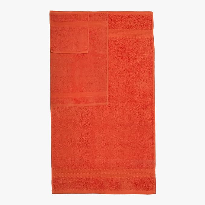 Ample Decor 100% Cotton Luxury 6 Piece Towels Set, 2 Bath Towels, 2 Hand Towels, 2 Wash Cloths for Bathroom - Orange Towel Sets