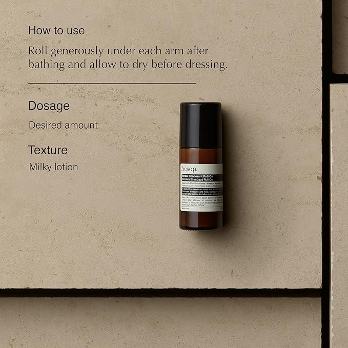 Aesop Herbal Deodorant Roll on | Alcohol & Aluminum Free | Reduces + Masks Underarm Odor | Sage Leaf, Zinc Ricinoleate, Wasabi Extract | 1.7 oz / 50mL