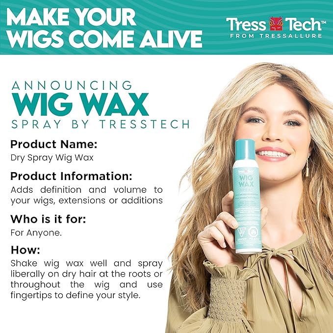 Tressallure TressTech Dry Spray Wig Wax | Add Volume in Wigs | All types of Hair | 1 Pack, 4.3 Fl. Oz.\