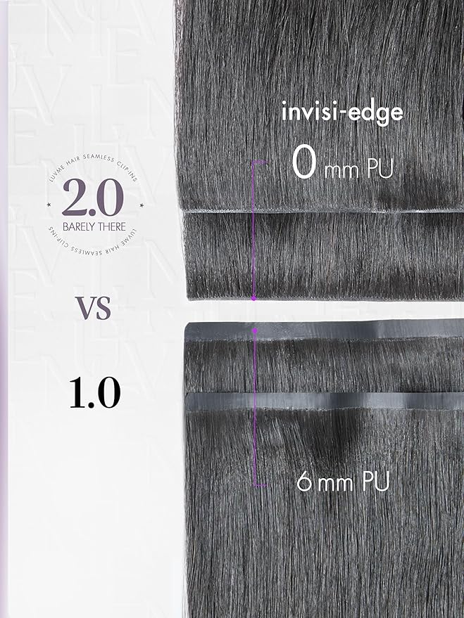 LUVME Invisible Clip in Hair Extensions Real Human Hair, 18 inch 2 Pack 220g 12Pcs, Natural Black Remy Human Hair Extensions Clip ins for Women, Natural Human Hair