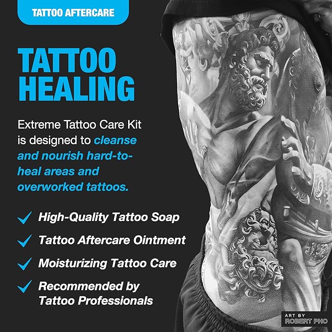 H2Ocean Extreme Tattoo Aftercare Kit – Complete 3-Step Tattoo Care & Healing Set with Antibacterial Foam Soap, Moisturizing Cream & Ointment – Sea Mineral Enriched Formula for Healthy, Vibrant Tattoos