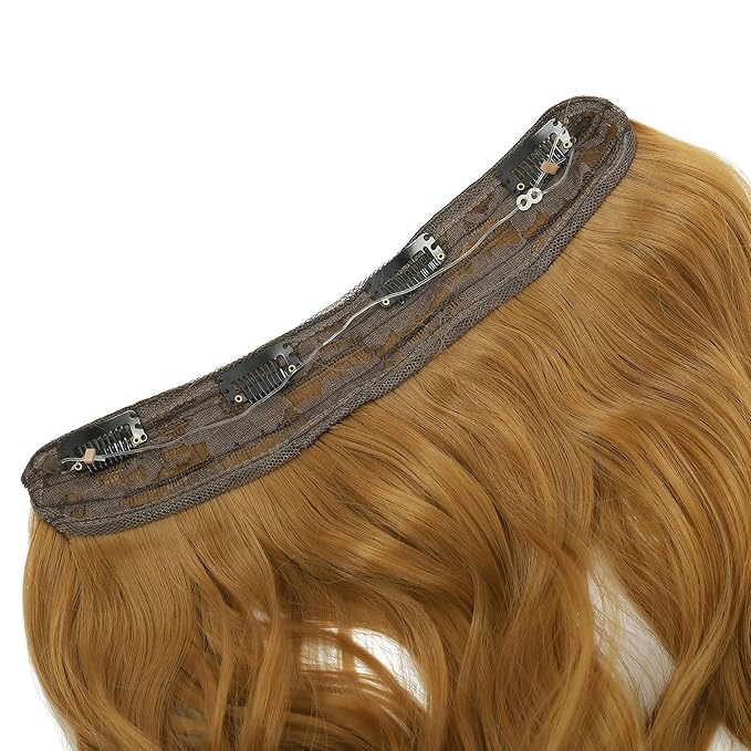 Invisible Wire Hair Extensions Transparent Wire Adjustable Size 4 Secure Clips Long Wavy Curly Secret Hairpiece 18 Inch for Women