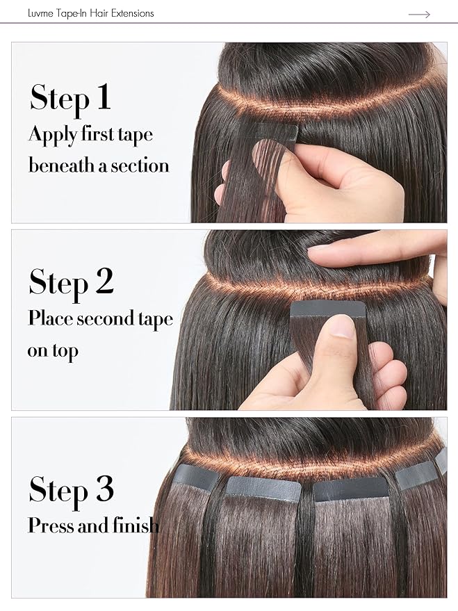 LUVME Invisible Tape in Hair Extensions Human Hair 16 Inch 50g 25pcs Rich Mocha Brown Straight Double Sided Seamless Tape Extensions