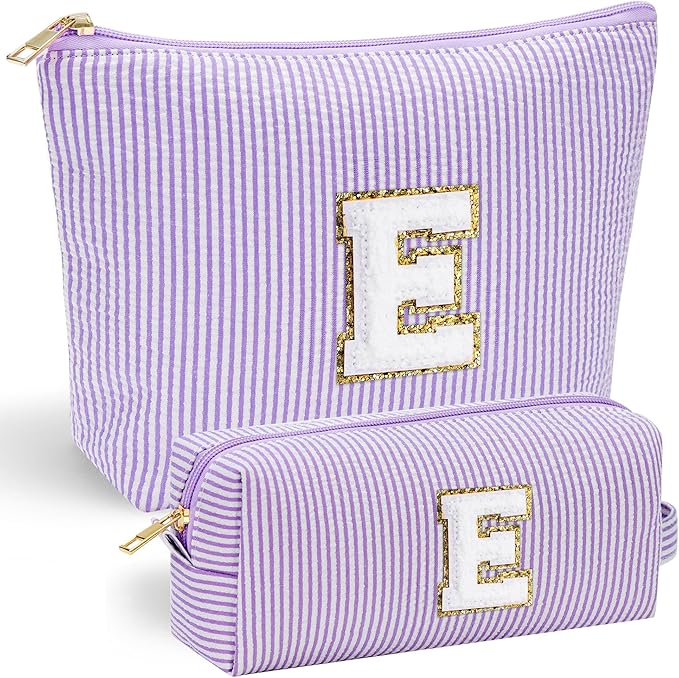 YOOLIFE Christmas Gifts For Teenage Girls Stocking Stuffers For Teen Girls Initial Makeup Bag | Cosmetic Travel Toiletry Bag | 9 10 11 12 13 14 15 Years Old | Teen Girl Gifts Trendy Stuff E