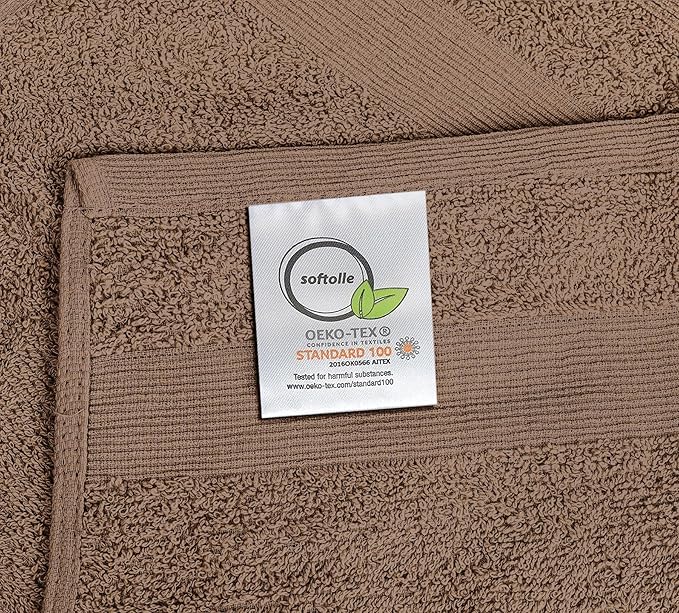 Premium Wash Cloths Pack of 12 (13" x 13") 100% Ring Spun Cotton | Luxury Washcloths | Ultra Soft Face Towels | Highly Absorbent Wash Cloths for face (Taupe)