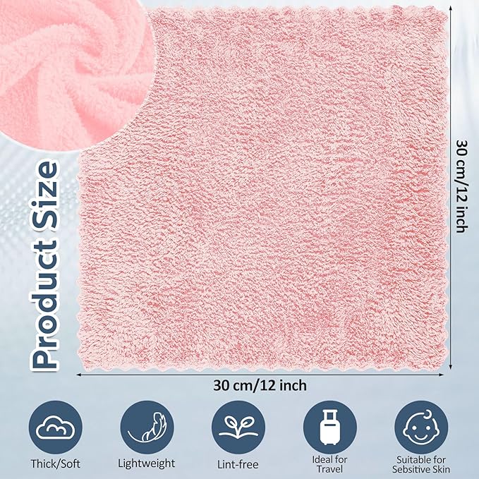 Newwiee 100 Count Washcloths Quick Drying Bathroom Wash Clothes 12 x 12 Inch Face Towels Microfiber Soft Wash Rags Bulk for Your Face and Body Facial Towels for Spa Fingertip Towel (Light Pink)