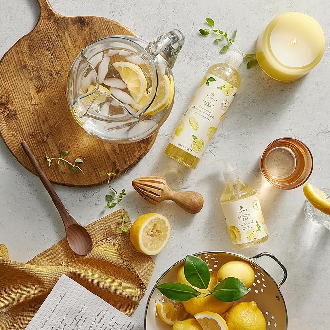 Thymes Hand Wash - Moisturizing Hand Soap Dispenser with Pump - Skin Care - Hydrating Liquid Soap Scented with Notes of Dewy Leaves, Lily of the Valley, Lemon Verbena, & Bergamot (Lemon Leaf, 9 fl oz)
