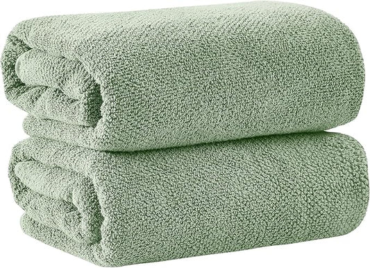 Great Bay Home 100% Cotton Oversized 2 Pack 68x35 Extra Large Towel Set - Absorbent, Quick-Drying, Durable Oversized Bath Sheets for Bathroom Décor (Eucalyptus)