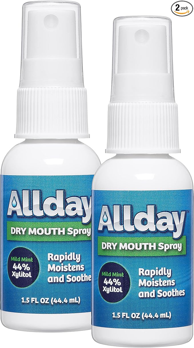 Allday Dry Mouth Spray - Maximum Strength Xylitol, Fast Acting, Non-Acidic (Pack of 2)