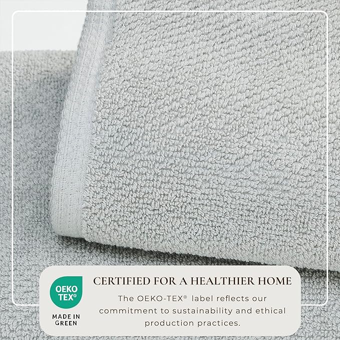 Light Grey Bath Towel - 100% Cotton 54x27 Towel - Absorbent, Quick-Drying, Durable Bath Towels for Bathroom Decor - Low-Twist, Two-Ply Fibers (Light Grey)