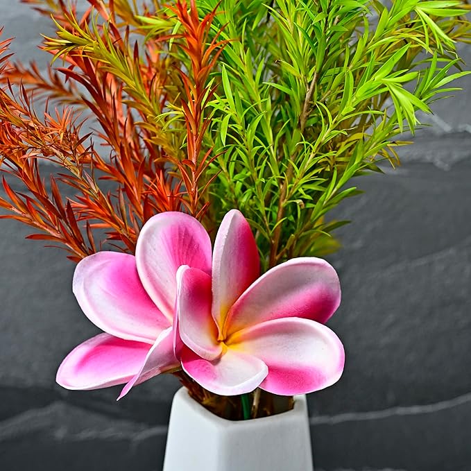 Pack of 2 Real Touch Flowers Hawaiian Flower Hair Clips Plumeria Hibiscus Hair Clips Handmade Hair Accessories for Beach Wedding Bridal Party Mother's Day Women Girls Holiday Gifts (c-801, 2pcs)