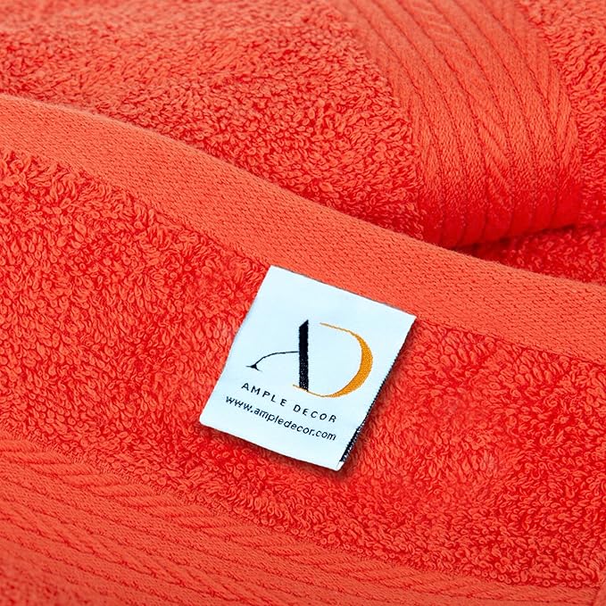 Ample Decor Bath Towels 30 X 54 Inch 600 GSM 100% Cotton Towels for The Bathroom - 4pcs Orange