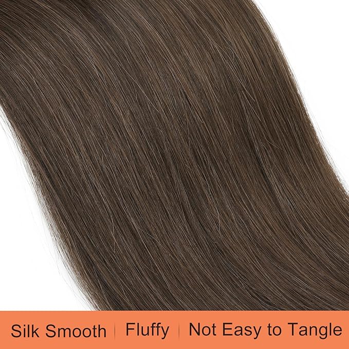SEIKEA 35" Ponytail Extensions Drawstring Long Straight Fake Pony Tail Natural Soft Clip in Hair Extension Synthetic Heat Resistant Hairpiece Dark Brown with Copper Highlights