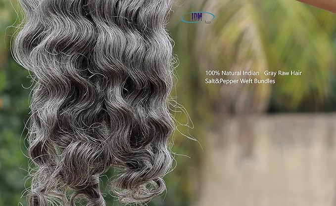 18' Wavy Salt & Pepper/Natural Gray 3 bundles. 100% Natural Indian Virgin Raw Hair Extensions. Unprocessed, Chemical-Free