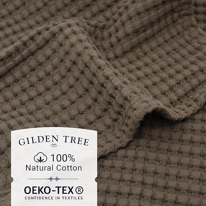 GILDEN TREE Waffle Bath Towels Wash Cloths for Showering, Exfoliating Washcloth Quick Dry Towel, Face Towels for Washing Face Cotton Washcloths Set of 4, Modern Style (Stone)