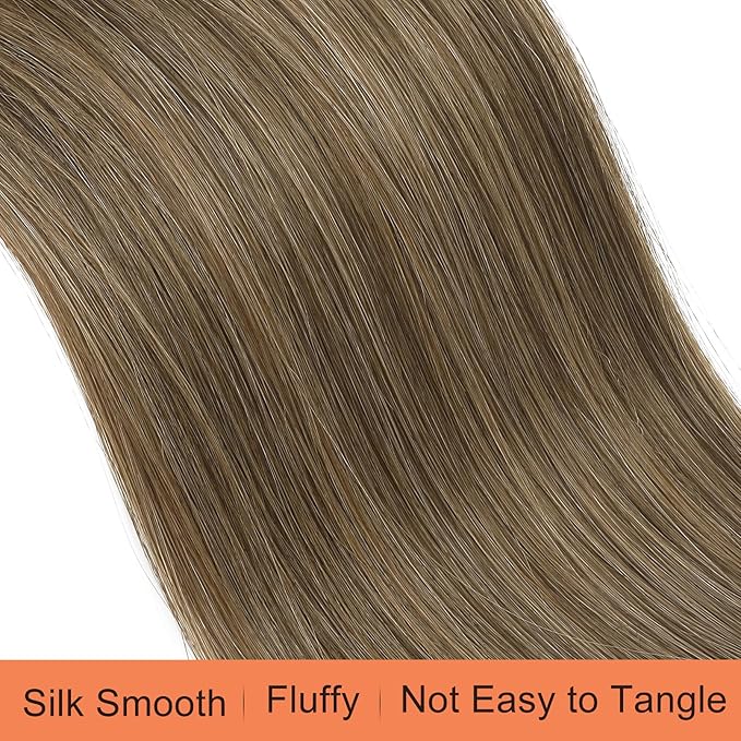 SEIKEA Ponytail Extensions Drawstring Long Straight Fake Pony Tail Natural Soft Clip in Hair Extension Synthetic Heat Resistant Hairpiece 20 Inch Dark Ash Blonde with Highlights