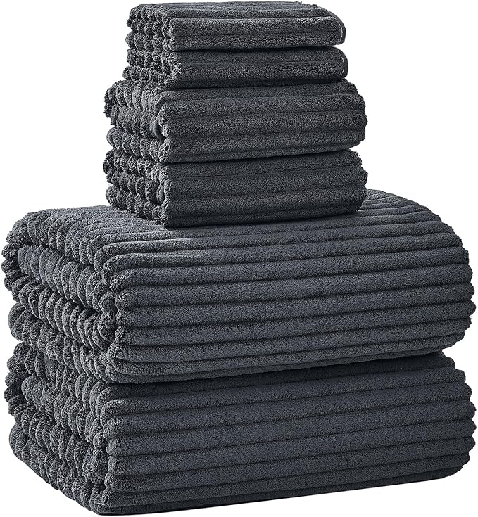 Extra Large Bath Towel Set of 6 (40"x80"),Oversized Bath Sheet Super Soft Highly Absorbent Microfibers Quick Dry Luxury Shower Towel for Bathroom Spa Gym Hotel Yoga (Charcoal Gray, 6Piece)