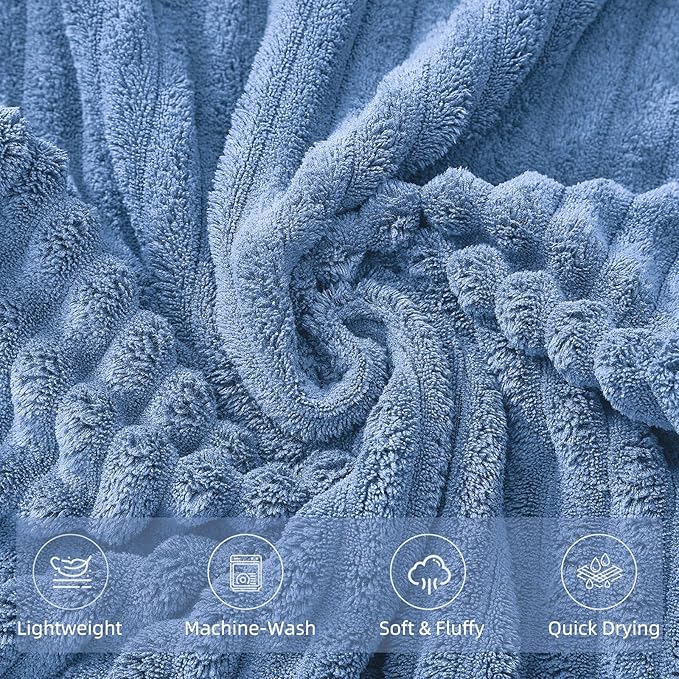 6-Piece Bath Towel Set(30"x60"), 2 Large Bath Towel Sheets, 2 Hand Towels and 2 Washcloths - Highly Absorbent Quick Dry Microfiber,Ultra Soft Towel Set for Bathroom (Blue)